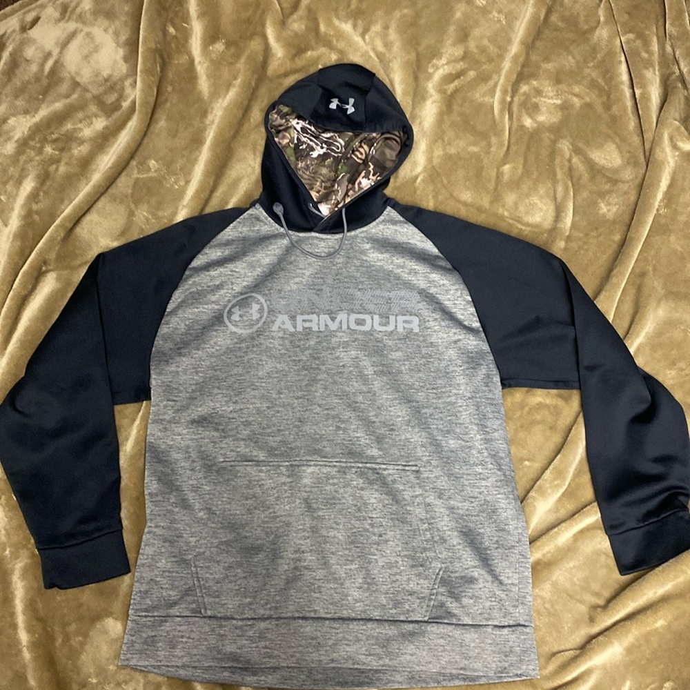 Grey and Black Mens Under Armour Sweatshirt